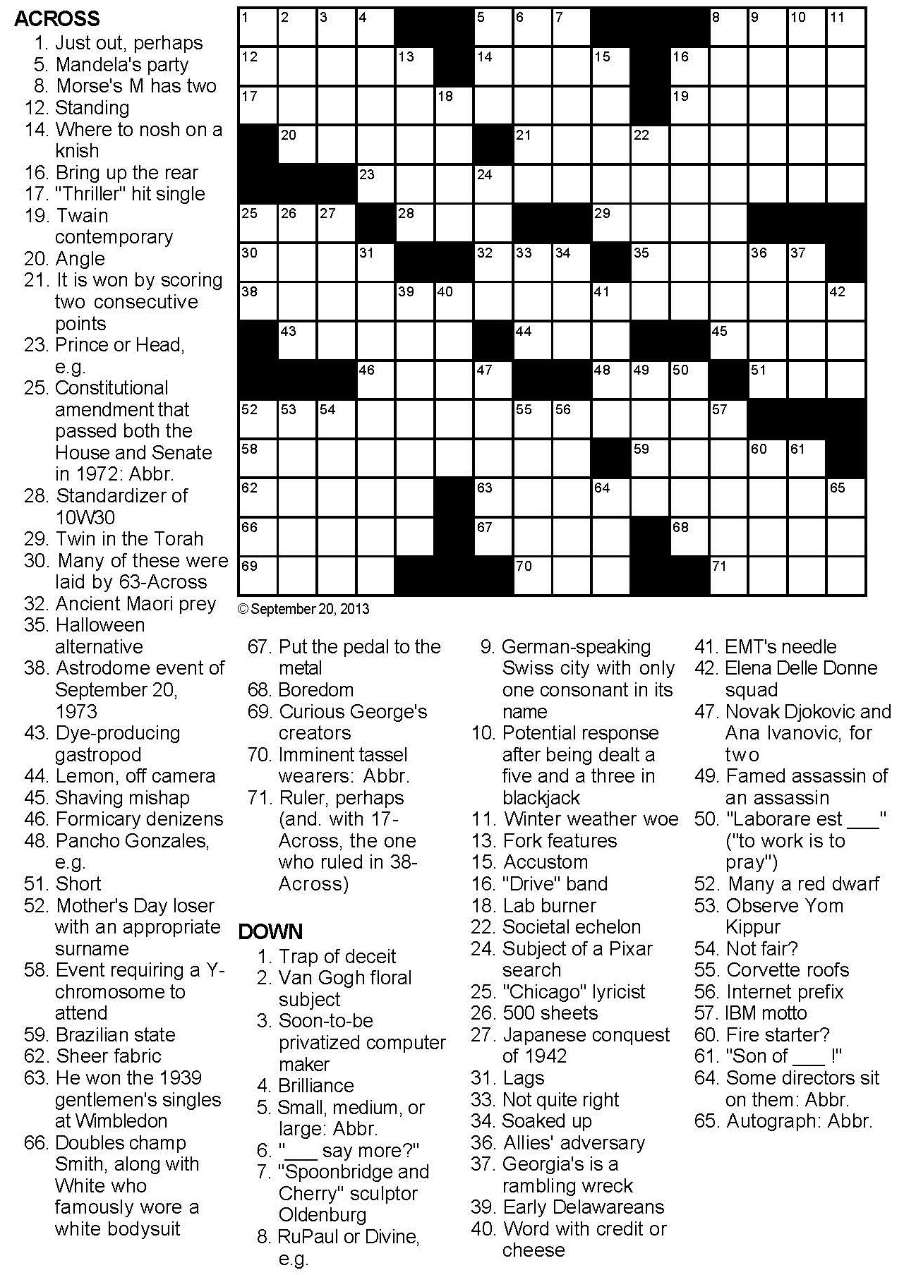Crossword puzzle sports Crossword Puzzles