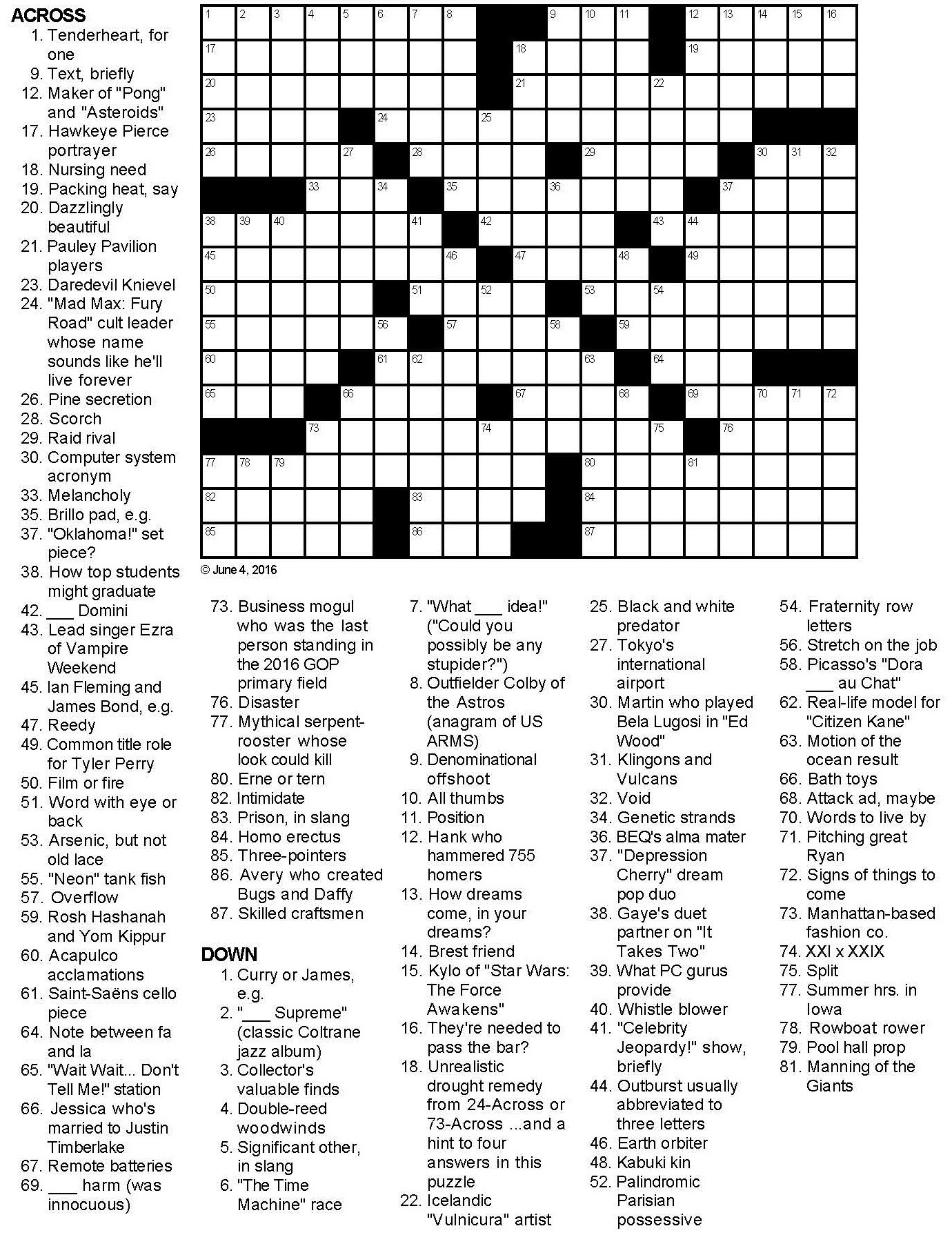 free online crossword puzzle maker printable