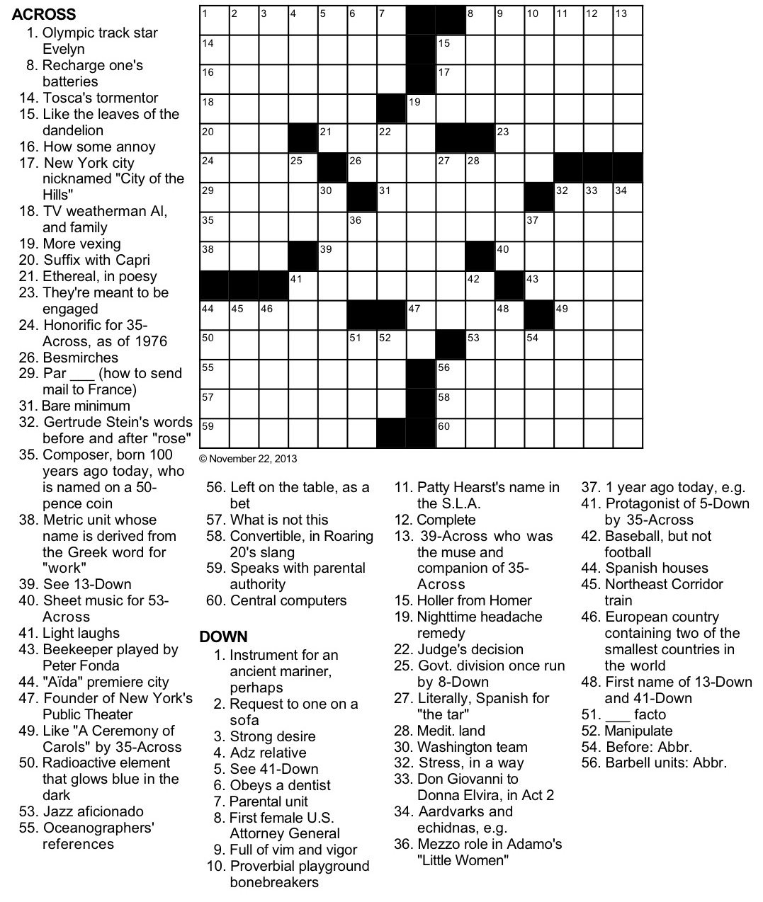 Coin of the Musical Realm Crossword Puzzle