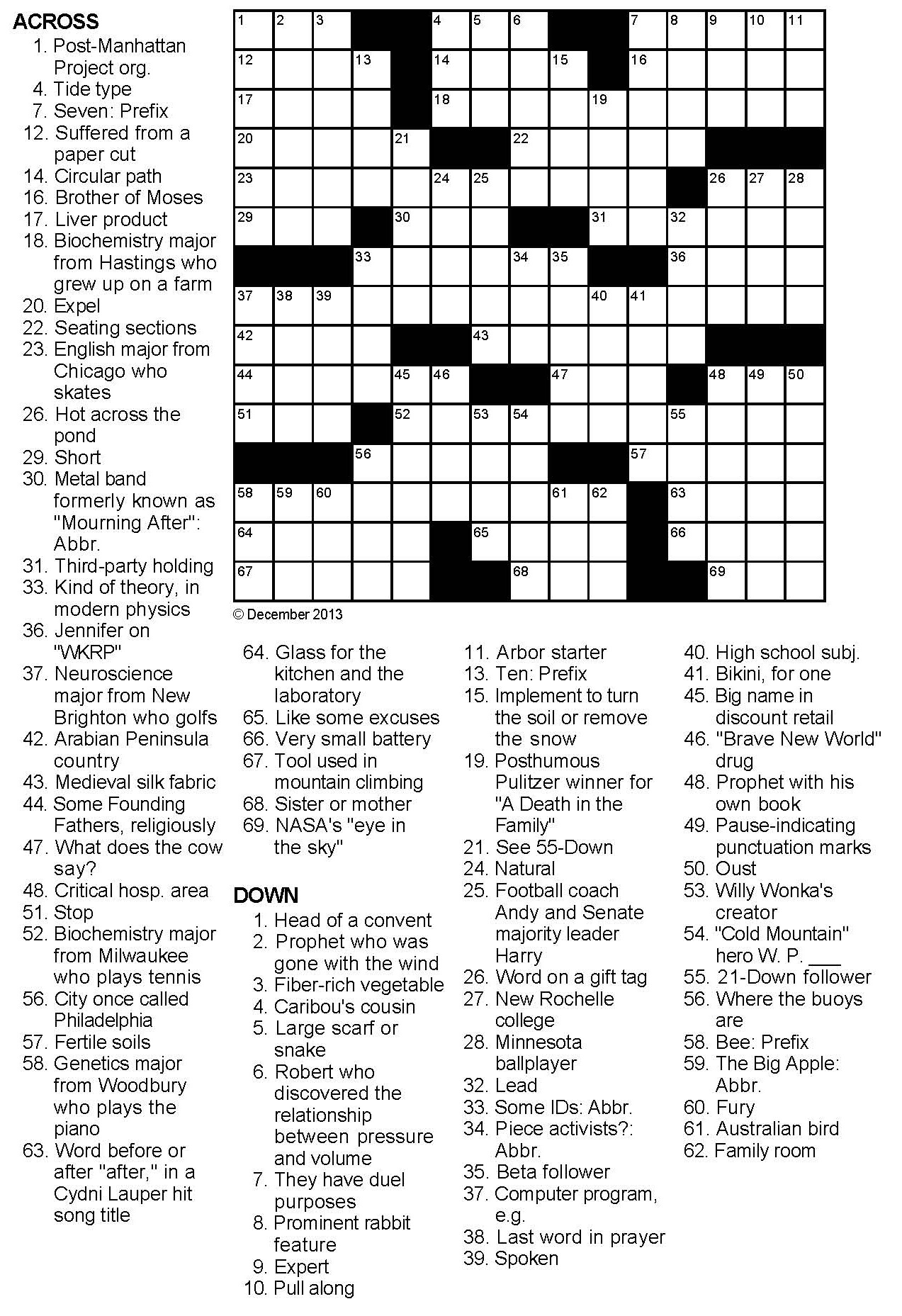 Funny Crossword Puzzles Printable