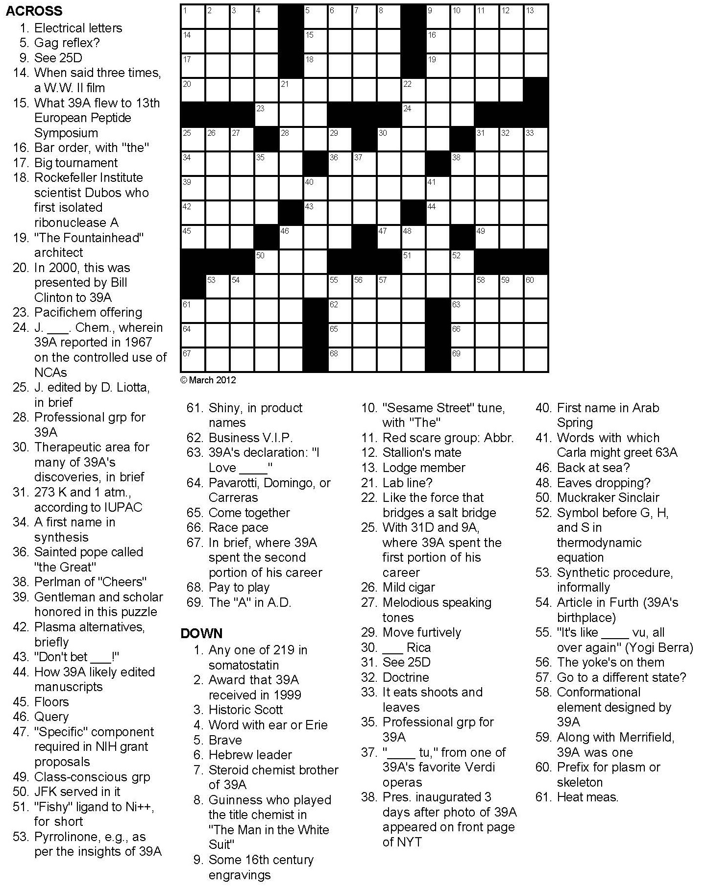 Science Tribute Crossword Puzzle Kelly #39 s Hero