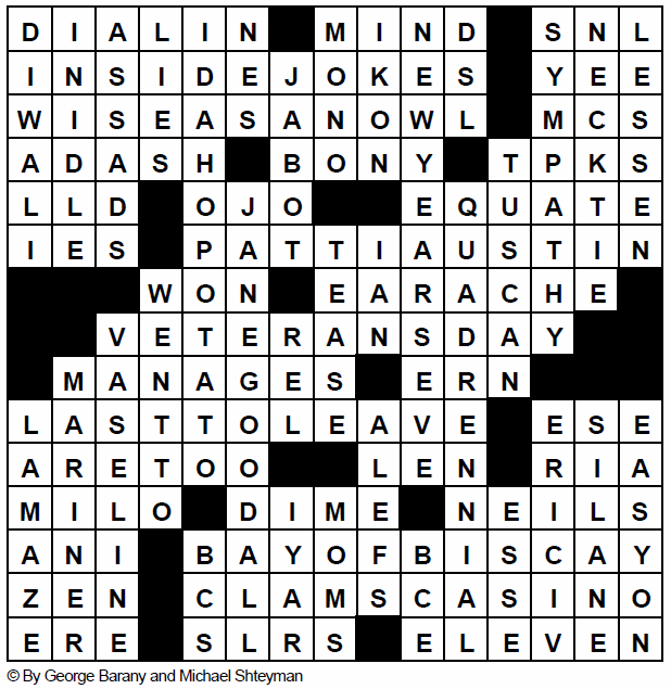 l a times crossword puzzle answers